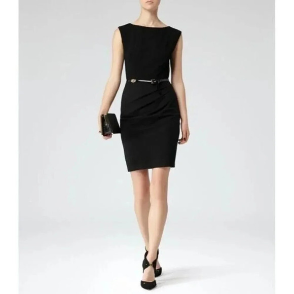 Reiss Black Colorado Textured Jersey Dress 8 - Picture 1 of 7